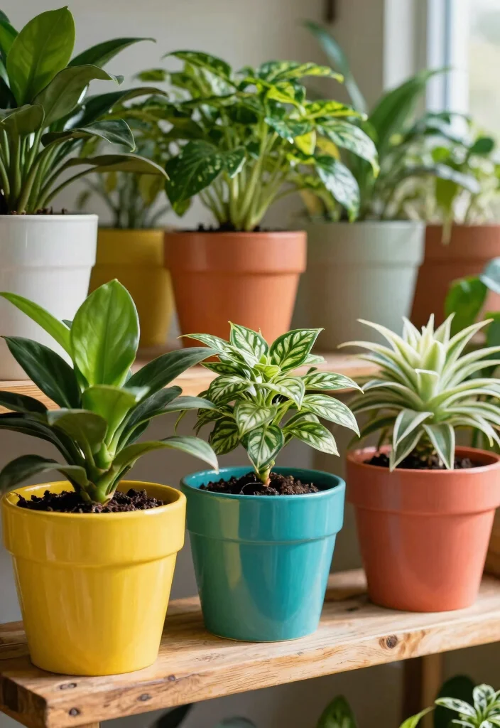 25 Creative Plant Shelf Ideas Every Plant Parent Needs 11. Colorful Pot Display 0