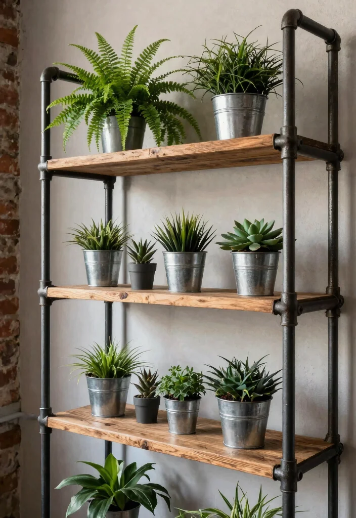 25 Creative Plant Shelf Ideas Every Plant Parent Needs 5. Industrial Pipe Shelf 0