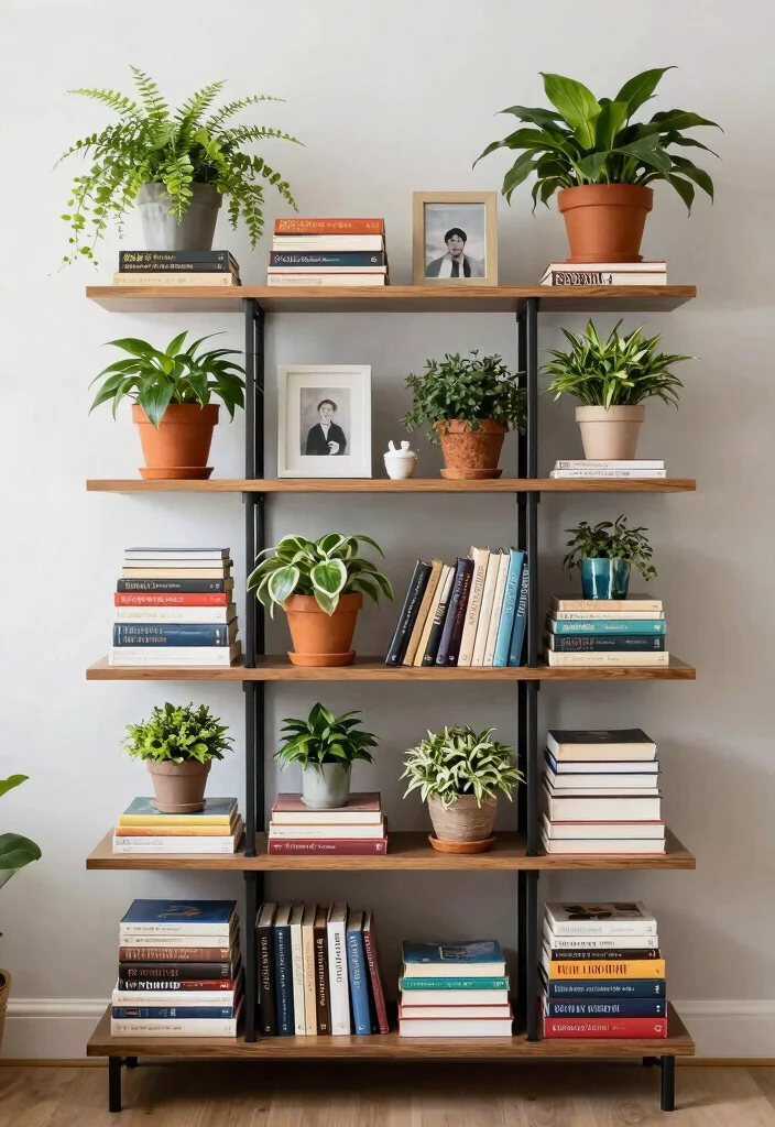 25 Creative Plant Shelf Ideas Every Plant Parent Needs 8. Multi Tiered Bookcase 0