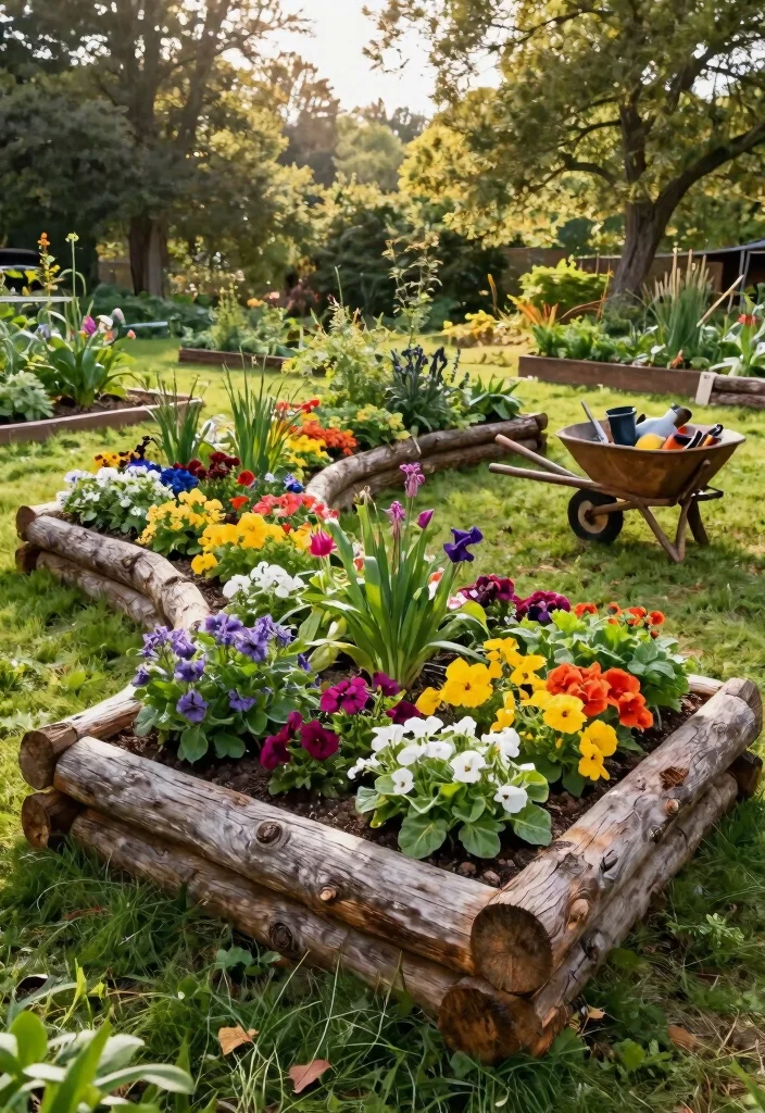 25 Stunning Raised Garden Bed Ideas for a Plentiful Harvest 12. Rustic Log Raised Beds 0