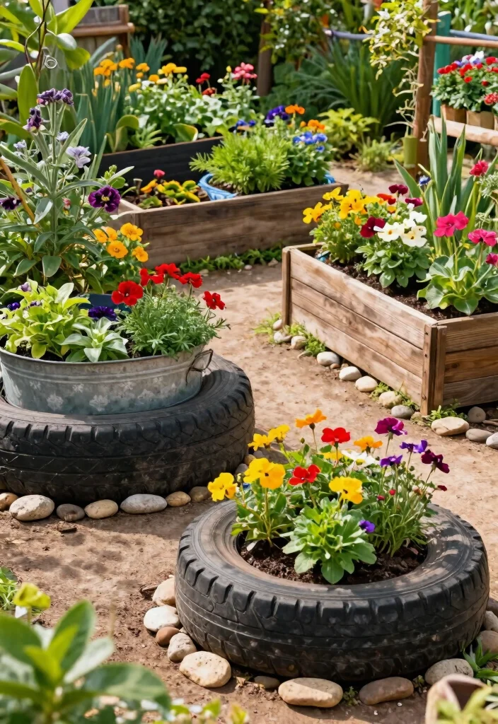 25 Stunning Raised Garden Bed Ideas for a Plentiful Harvest 14. Creative Recycled Material Raised Beds 0