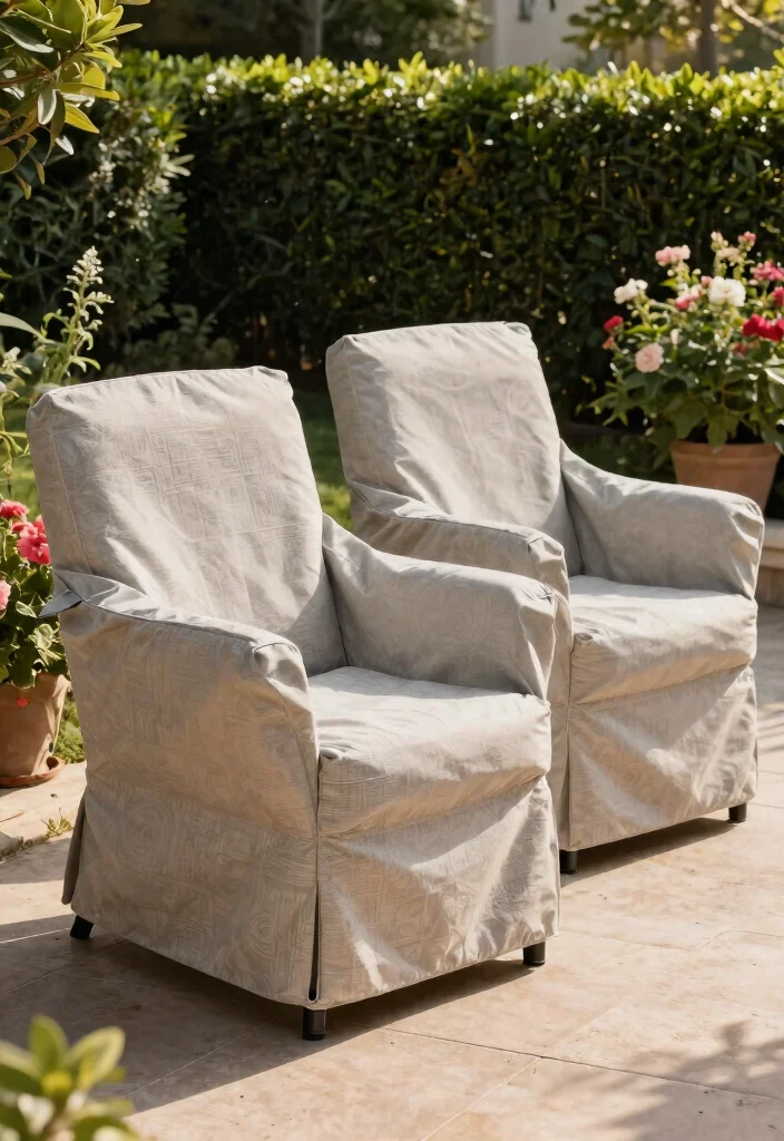 7 Best Pool Chair Cover Ideas to Protect Patio Furniture 3. UV Resistant Fabric Covers 0