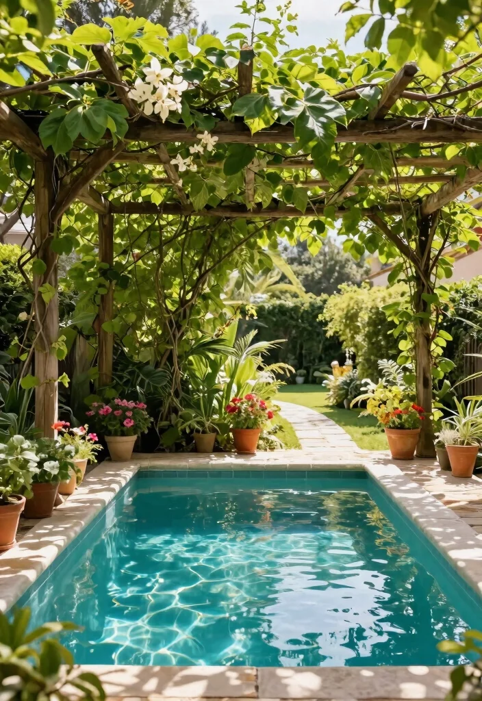 7 Chic Plunge Pool Cover Ideas for Small Yards 1. Lush Green Canopy Covers 0
