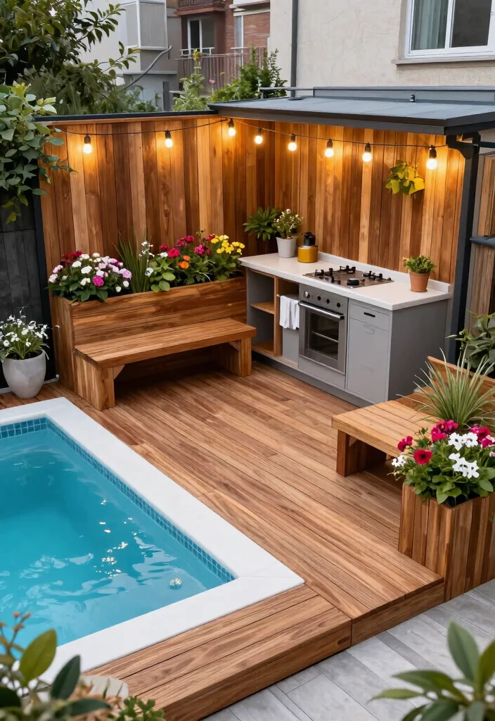 7 Chic Plunge Pool Cover Ideas for Small Yards 3. Multifunctional Decking Solutions 0