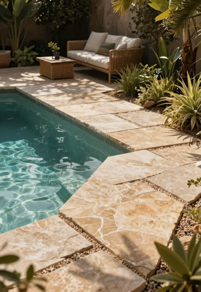 7 Chic Plunge Pool Cover Ideas for Small Yards 6. Elegant Stone Slab Covers 0