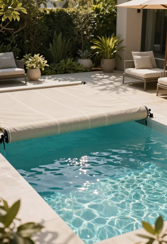7 Chic Plunge Pool Cover Ideas for Small Yards 7. Versatile Roll Up Covers 0