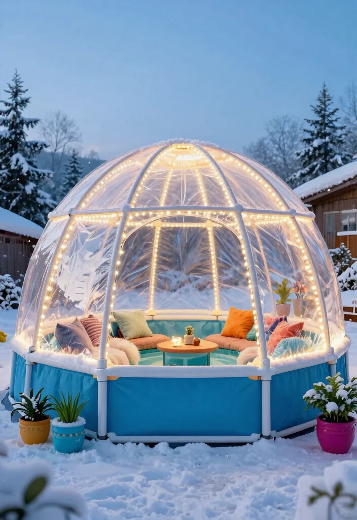7 Cool Above Ground Pool Igloo Cover Ideas Swim All Year 1. DIY Pool Igloo A Winter Wonderland 0