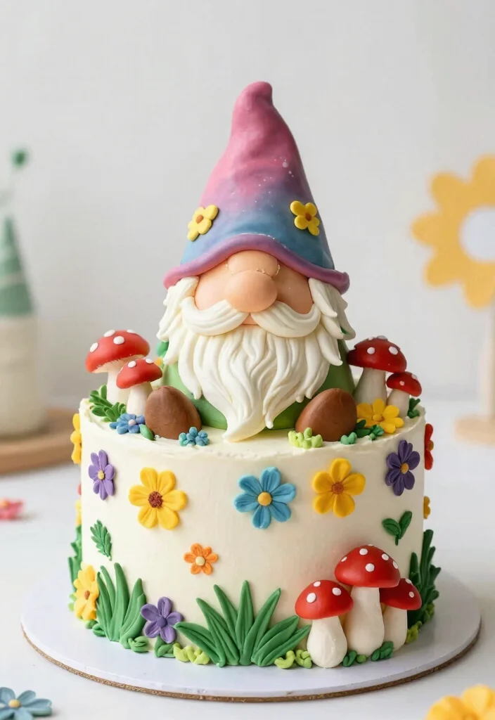 7 Cute Wheelbarrow Cake Ideas for Gardener Birthdays 6. Garden Gnome Cake 0