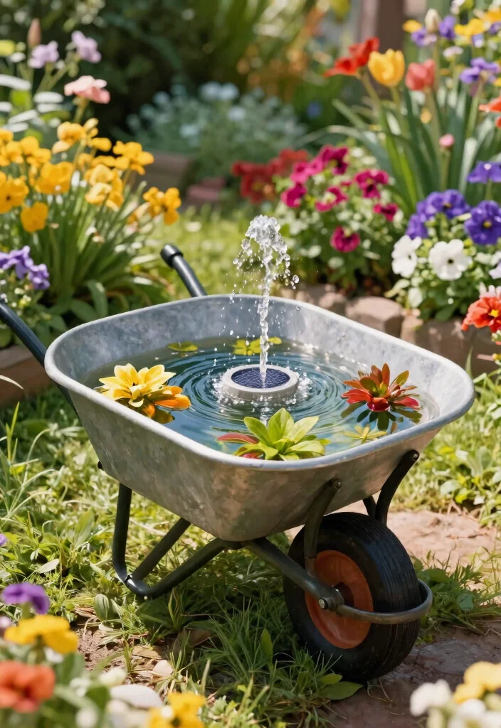 7 Easy Garden Pond Setup Ideas for First Time Builders 5. Wheelbarrow Ponds 0