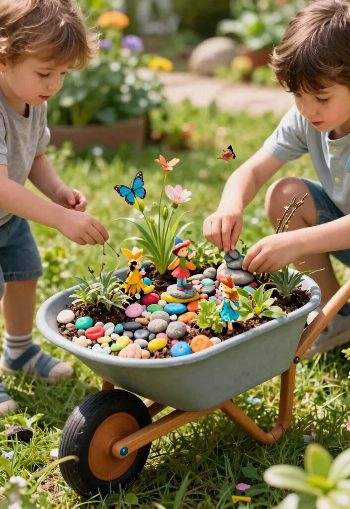 7 Fun Wheelbarrow Garden Ideas for Kids to Learn Planting 4. Fairy Garden Wheelbarrow 0