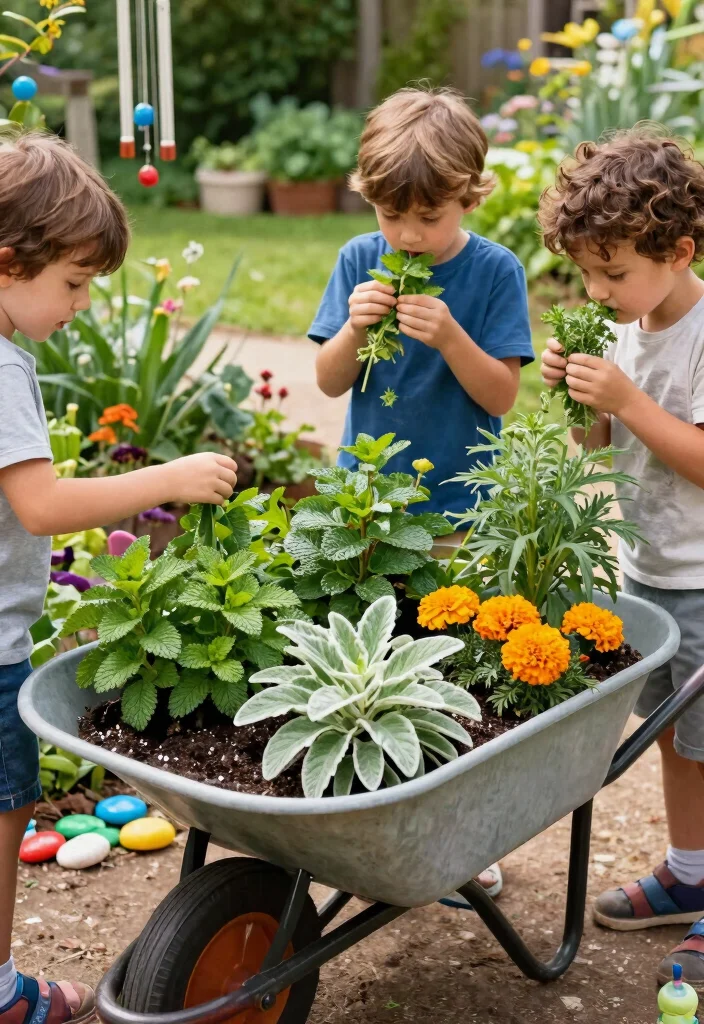 7 Fun Wheelbarrow Garden Ideas for Kids to Learn Planting 6. Sensory Garden Wheelbarrow 0