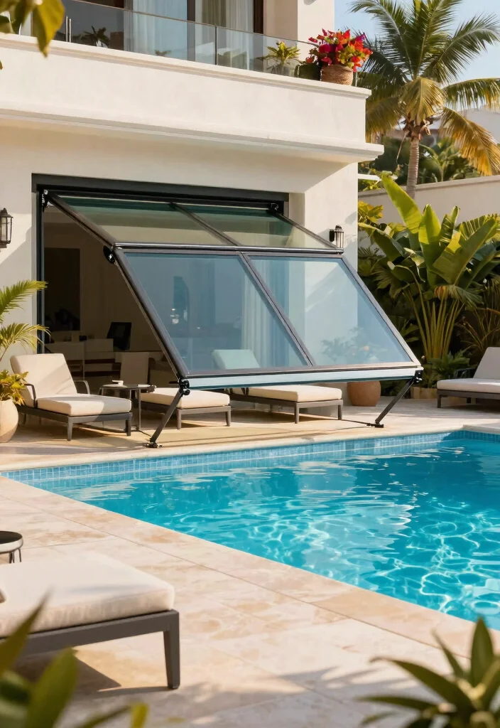 7 High End Glass Pool Cover Ideas for Ultimate Luxury 3. Retractable Glass Pool Covers 0