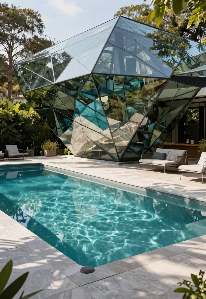 7 High End Glass Pool Cover Ideas for Ultimate Luxury 4. Geometric Glass Designs 0