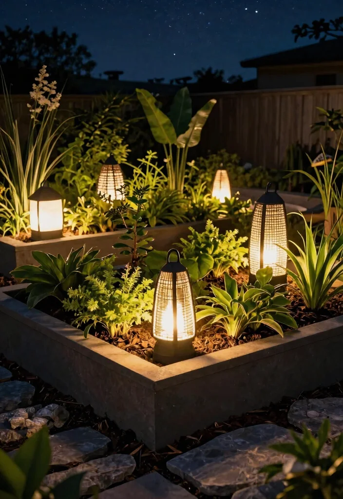 7 Magical Raised Bed Lighting Garden Ideas for Nighttime 7. Innovative Planter Lights 0