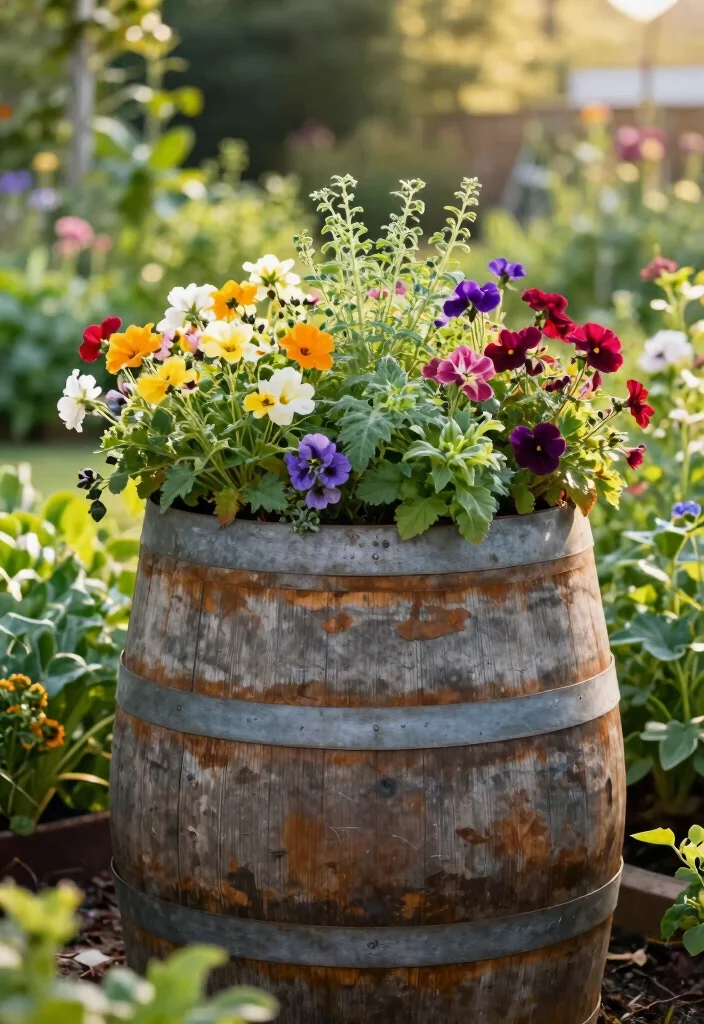 7 Rustic Large Trough Planter Ideas for Farmhouse Yards 4. Wine Barrel Planter 0