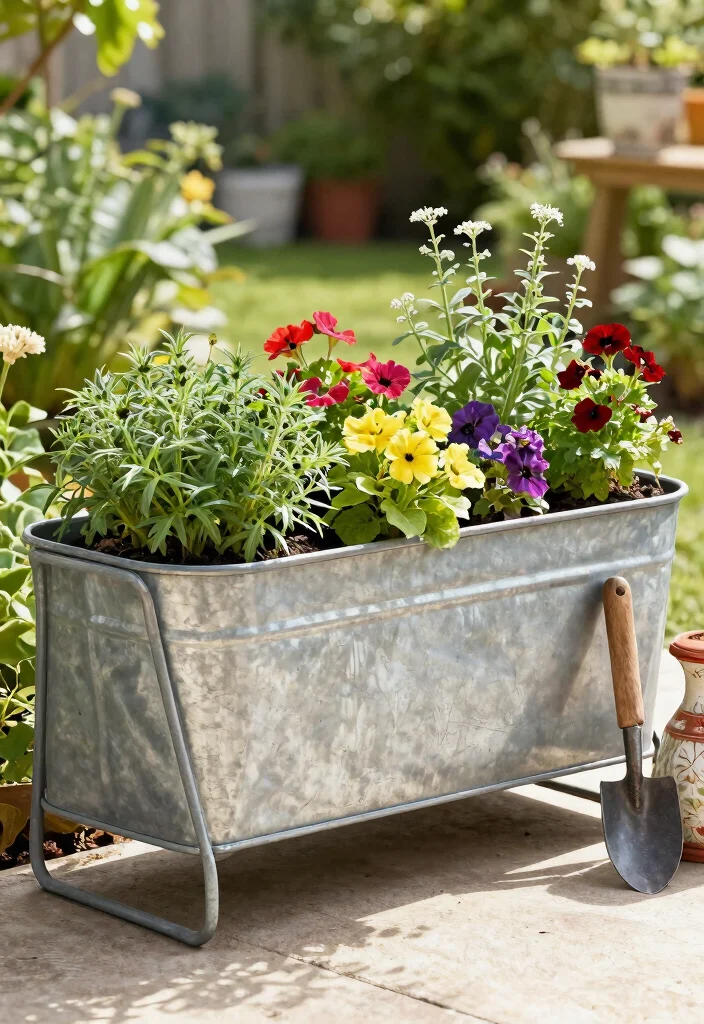 7 Rustic Large Trough Planter Ideas for Farmhouse Yards 5. Galvanized Steel Trough Planter 0