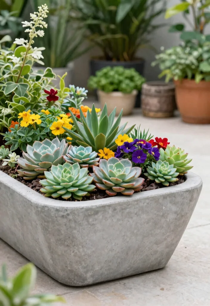 7 Rustic Large Trough Planter Ideas for Farmhouse Yards 6. Concrete Trough Planter 0
