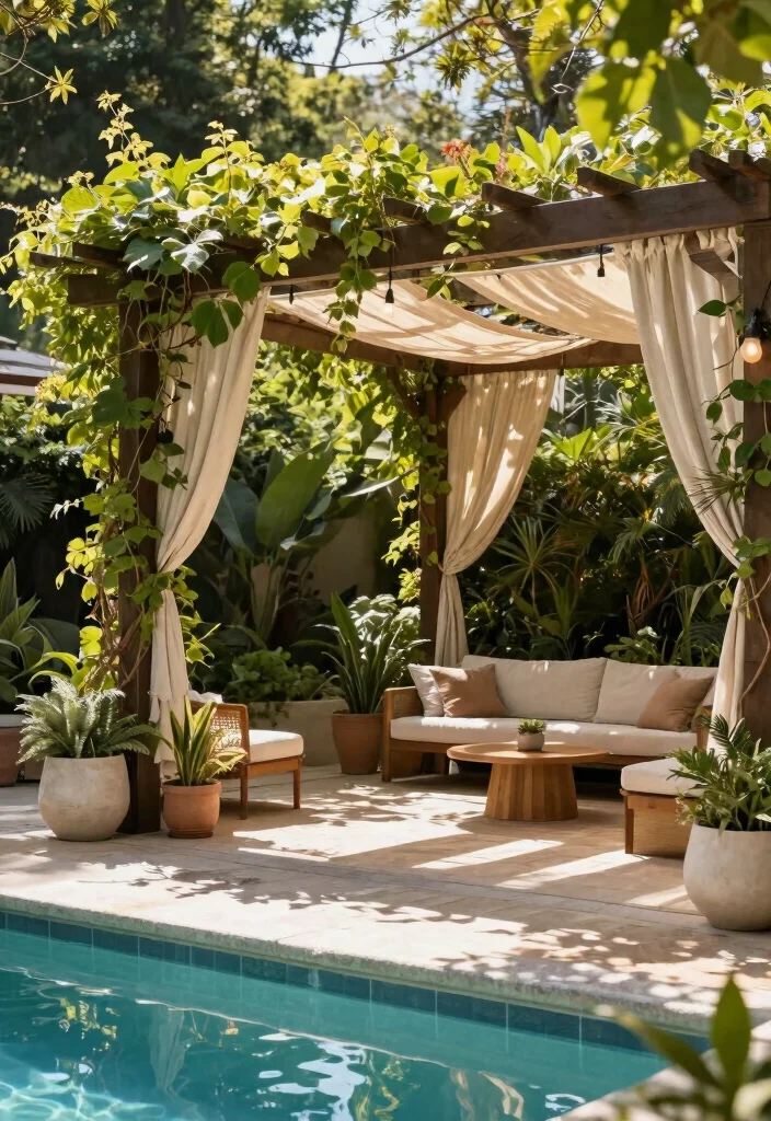 7 Safe Pool Motor Cover Ideas to Reduce Noise and Weather 5. Stylish Pergola Covers Shade and Sound 0
