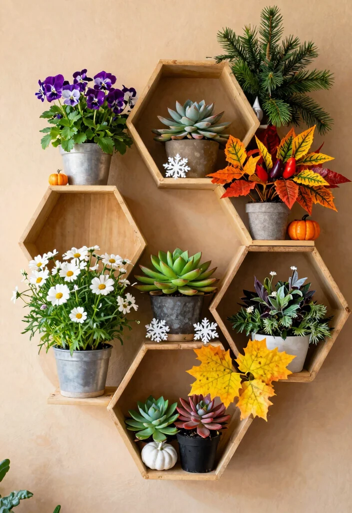 7 Unique Honeycomb Shelf Plant Ideas Geometric Vibe 6. Seasonal Favorites 0