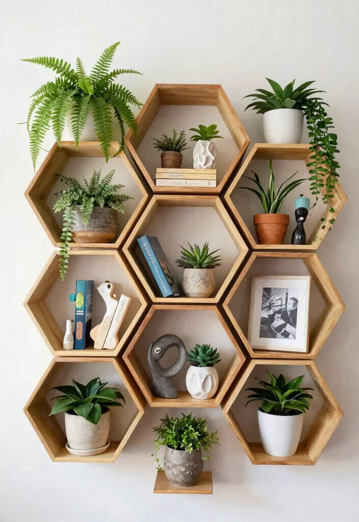 7 Unique Honeycomb Shelf Plant Ideas Geometric Vibe 7. Artistic Play 0