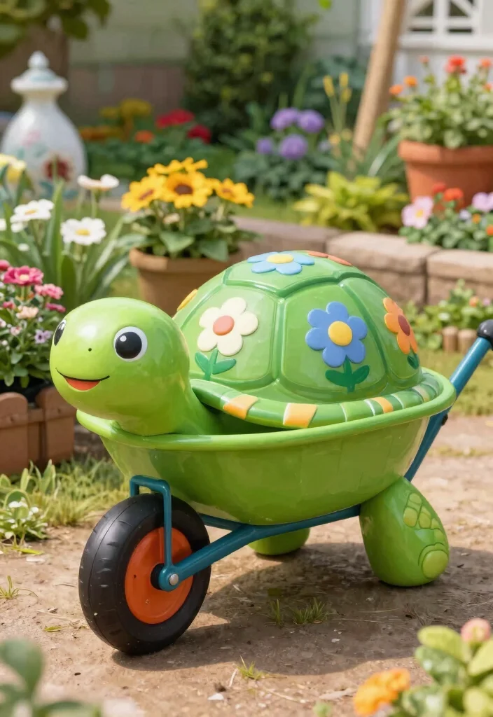9 Artistic Wheelbarrow Art Ideas to Paint and Display 3. Whimsical Creatures 0