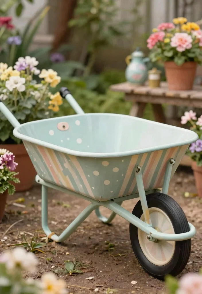 9 Artistic Wheelbarrow Art Ideas to Paint and Display 5. Vintage Vibes 0