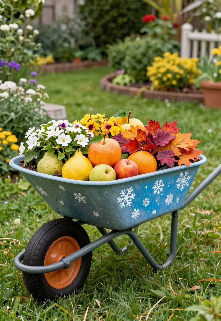 9 Artistic Wheelbarrow Art Ideas to Paint and Display 7. Seasonal Themes 0