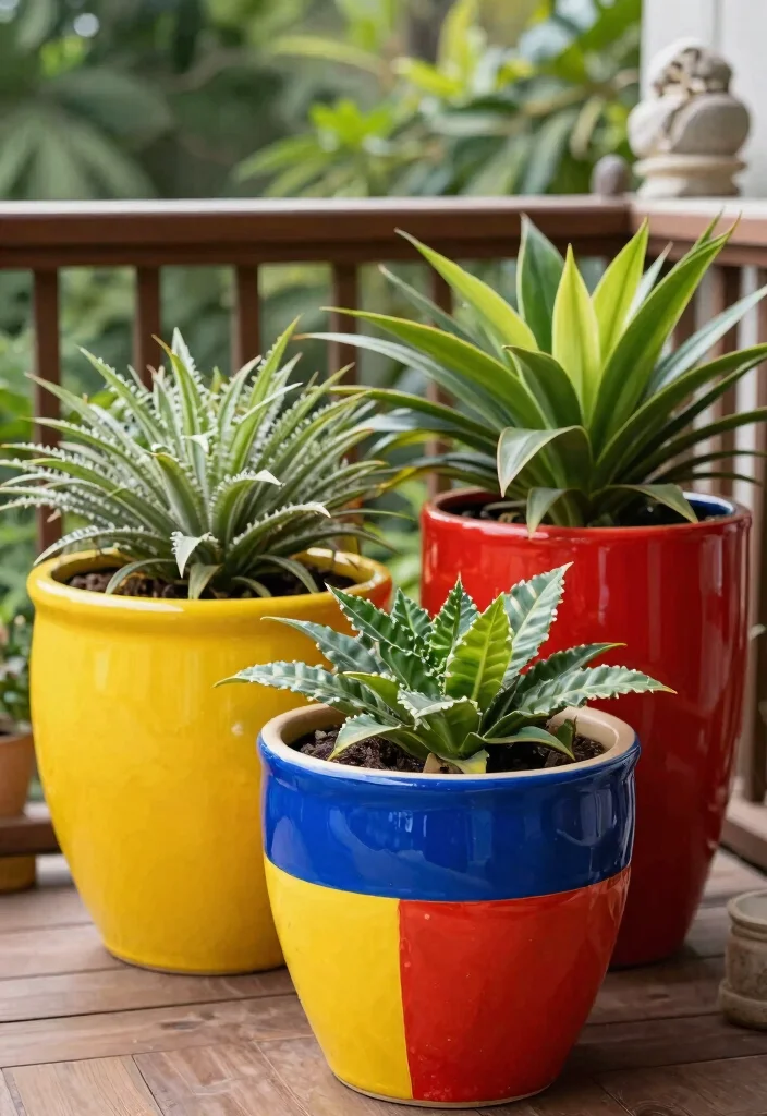 9 Beautiful Large Ceramic Planter Ideas Glazed Pots 1. Bold Color Block Planters 0