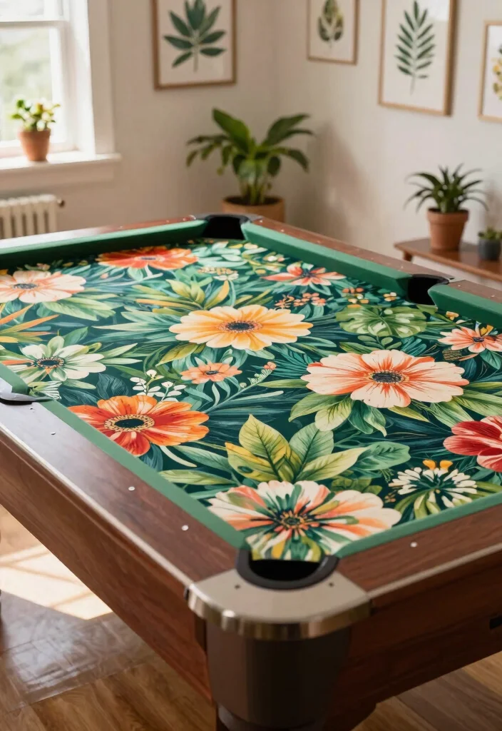 9 Best Pool Table Cover Ideas for Game Rooms 1. Floral Fabric Covers 0