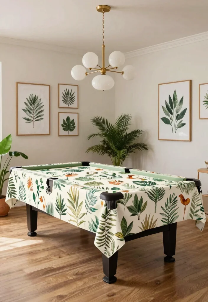 9 Best Pool Table Cover Ideas for Game Rooms 2. Botanical Print Covers 0