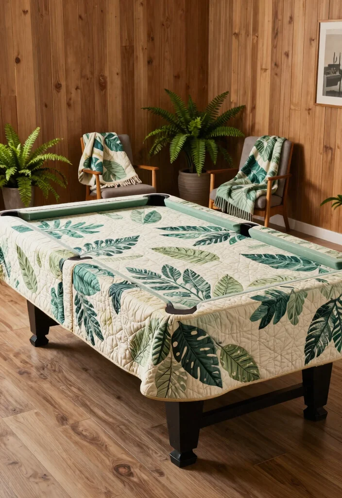 9 Best Pool Table Cover Ideas for Game Rooms 4. Nature Inspired Quilted Covers 0