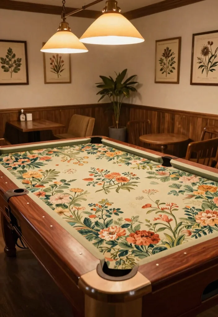 9 Best Pool Table Cover Ideas for Game Rooms 5. Vintage Garden Motif Covers 0