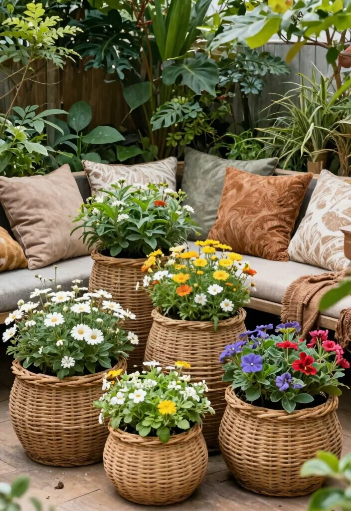 9 Chic Large Round Planter Ideas for Modern Backyards 2. Woven Wicker Planters 0