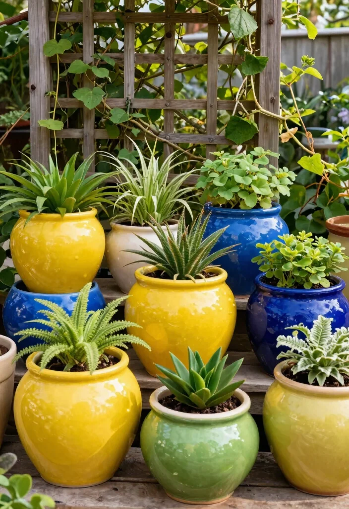9 Chic Large Round Planter Ideas for Modern Backyards 5. Colorful Glazed Ceramics 0