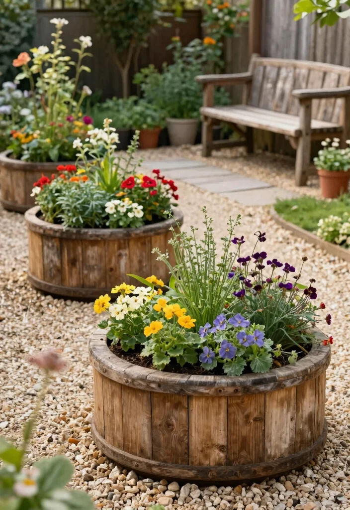 9 Chic Large Round Planter Ideas for Modern Backyards 8. Rustic Wooden Planters 0