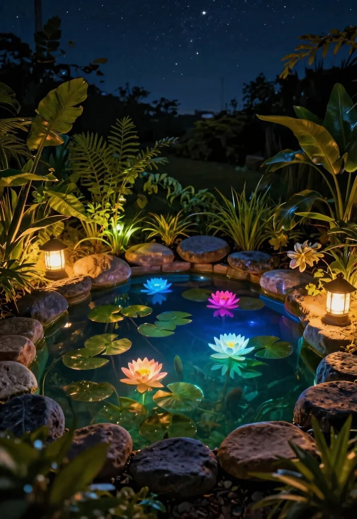 9 Clever Mini Garden Pond Ideas Small Space Solutions 2. Underwater LED Light Show 0