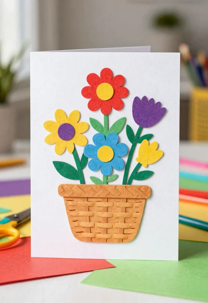 9 Creative Wheelbarrow Card Ideas for Birthday Celebrations 9. Flower Basket Card 0