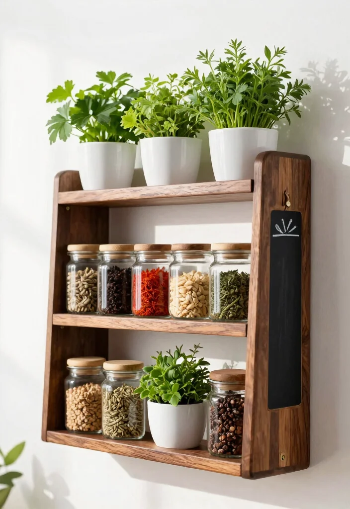 9 Fresh Plant Wall Shelf Ideas for Kitchen Herb Gardens 7. Wall Mounted Spice Rack Planter 0