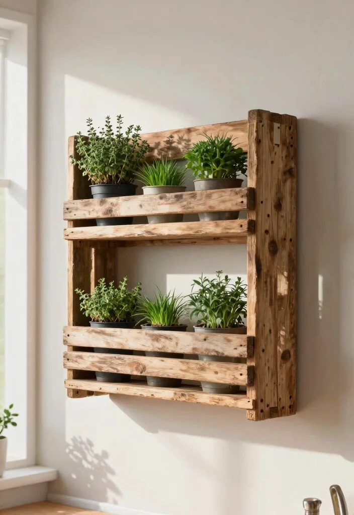 9 Fresh Plant Wall Shelf Ideas for Kitchen Herb Gardens 9. DIY Pallet Herb Shelf 0