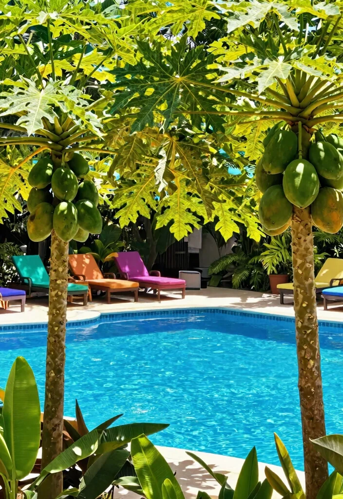 9 Lush Pool Equipment Cover Ideas Plants and Landscaping 6. Tropical Fruit Trees for Sweet Shade 0