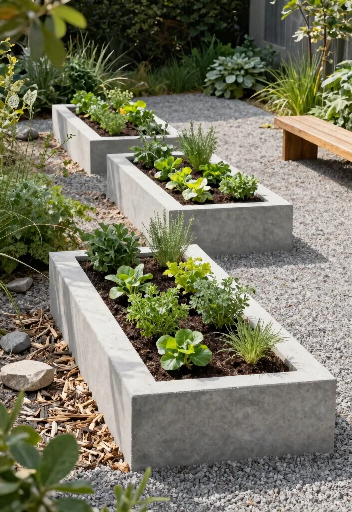 9 Modern Concrete Raised Garden Bed Ideas Built to Last 1. Minimalist Concrete Rectangle Beds 0