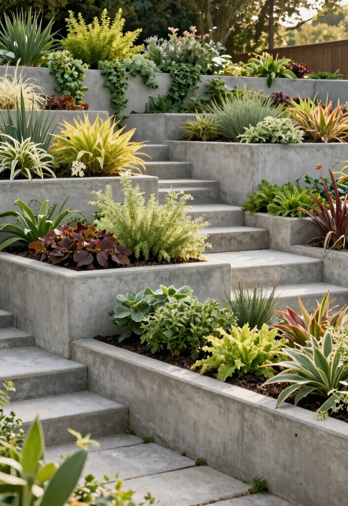 9 Modern Concrete Raised Garden Bed Ideas Built to Last 4. Tiered Concrete Beds for Elevation 0
