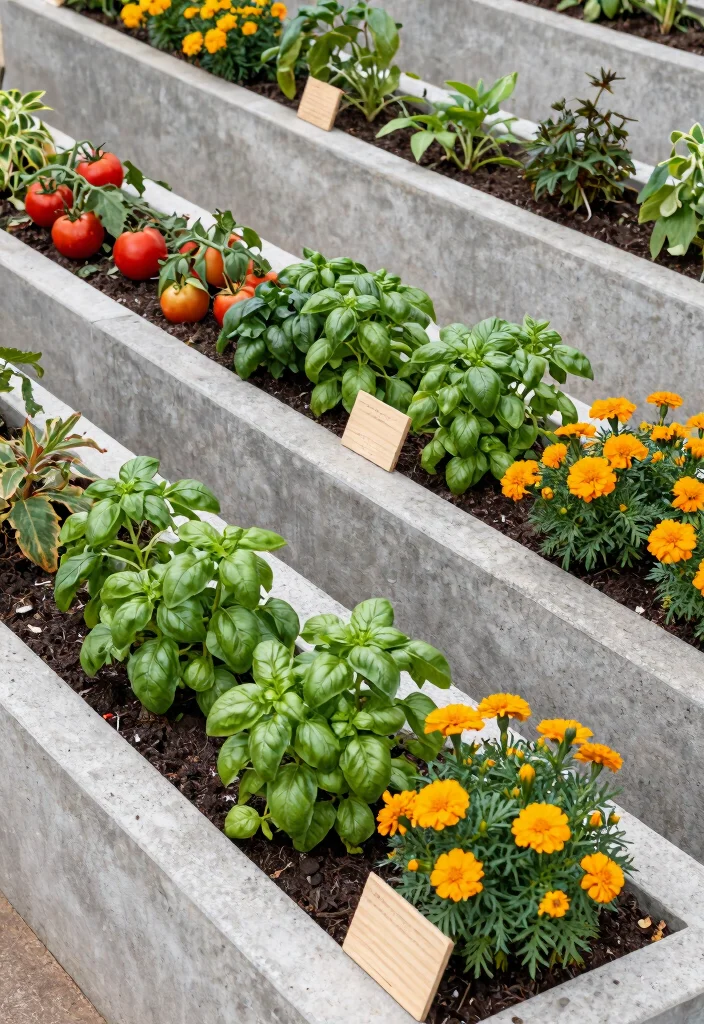 9 Modern Concrete Raised Garden Bed Ideas Built to Last 6. Multi Section Concrete Beds 0