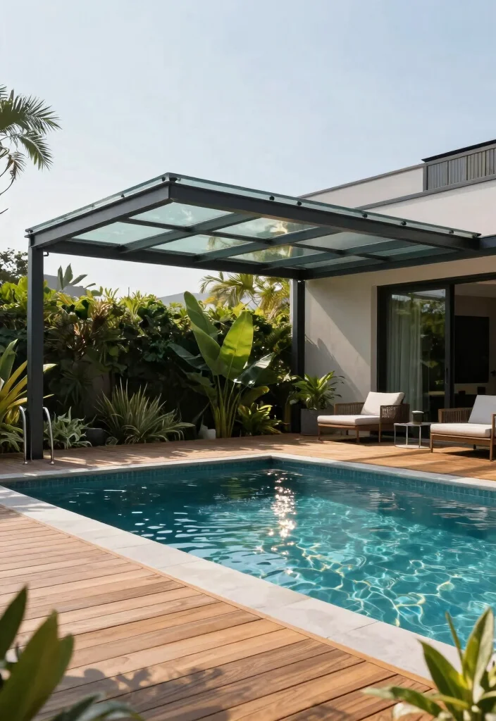 9 Modern Retractable Pool Cover Ideas Sleek Design 1. Minimalist Glass Cover 0