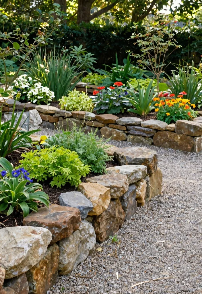 9 Neat Raised Garden Bed Border Ideas Stone Wood Metal 2. Elegant Stone Edging 0