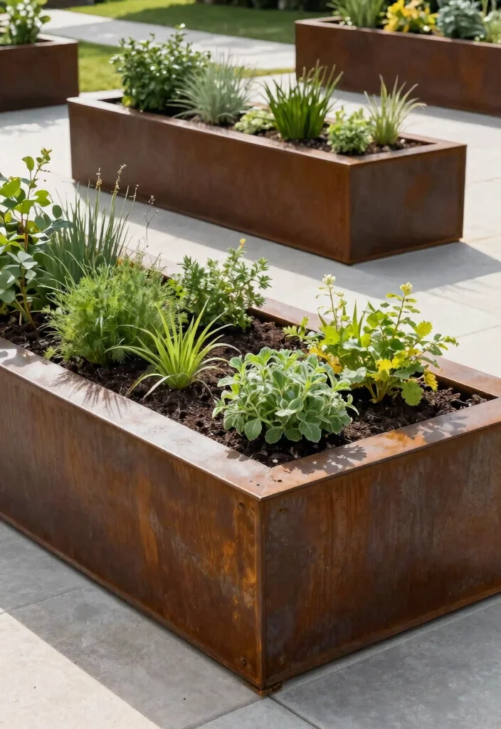 9 Neat Raised Garden Bed Border Ideas Stone Wood Metal 3. Modern Metal Borders 0