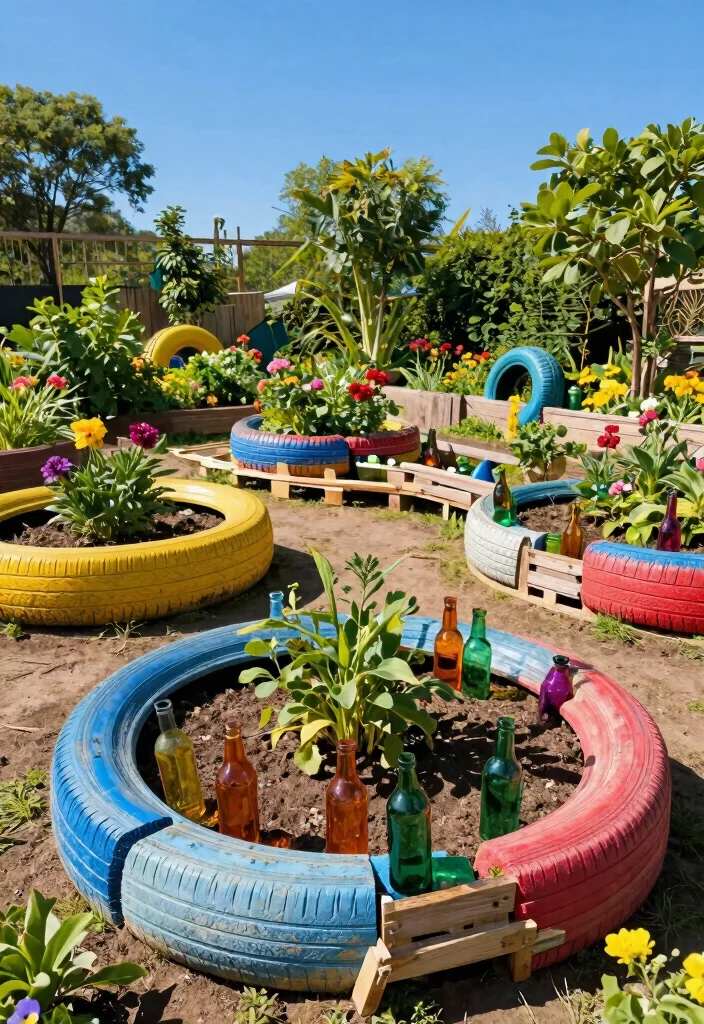 9 Neat Raised Garden Bed Border Ideas Stone Wood Metal 6. Colorful Recycled Materials 0