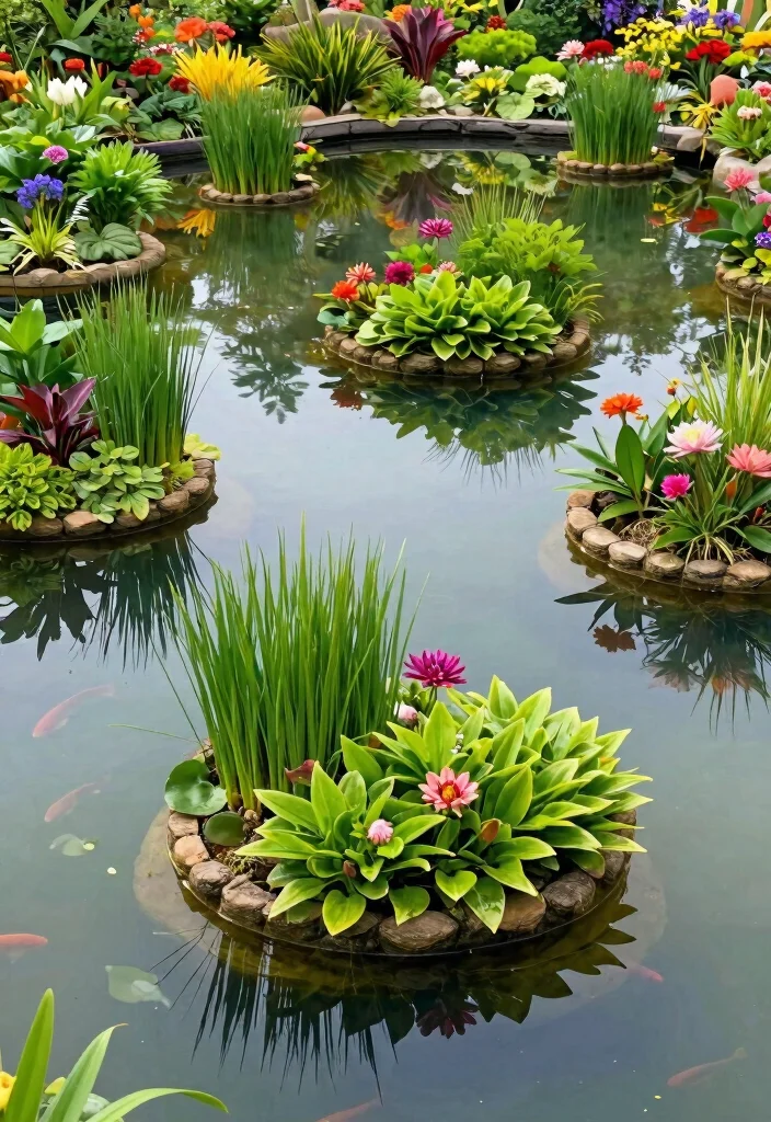 9 Refreshing Spring Garden Pond Ideas to Wake Up Your Yard 8. Floating Pond Islands 0