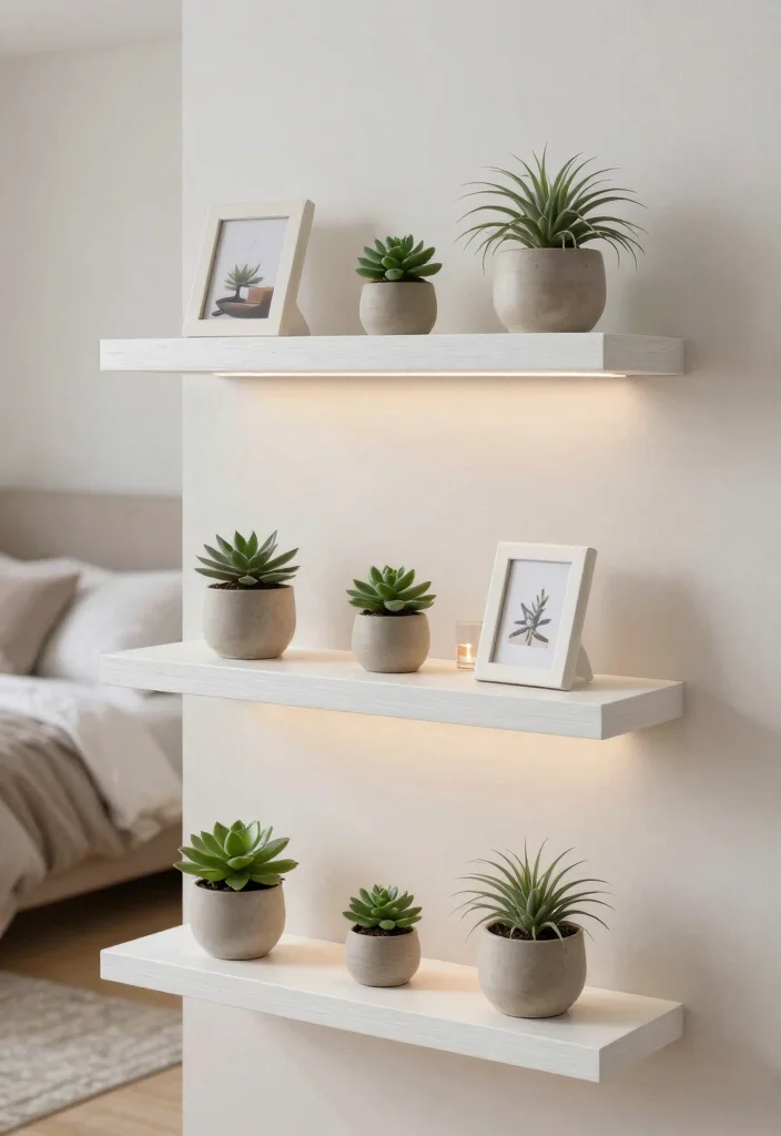 9 Relaxing Plant Shelf Ideas Bedroom Sanctuaries 2. Floating Shelves with Minimalist Aesthetics 0
