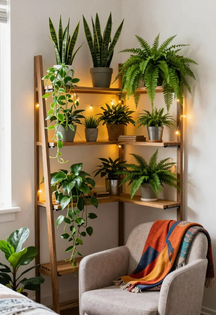 9 Relaxing Plant Shelf Ideas Bedroom Sanctuaries 3. Corner Plant Shelf 0